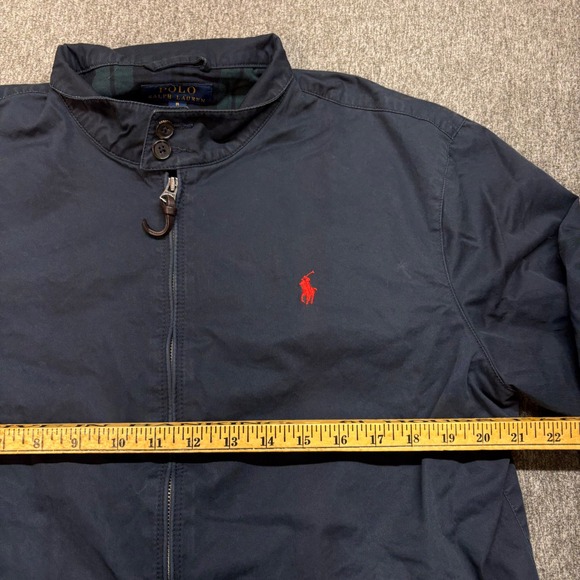 Vtg Polo Ralph Lauren Men's Navy 90's Zip Up Harrington Jacket Plaid Lined M - Picture 3 of 13